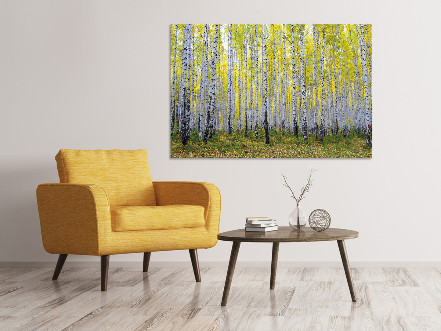 Leinwandbild Herbstlicher Birkenwald