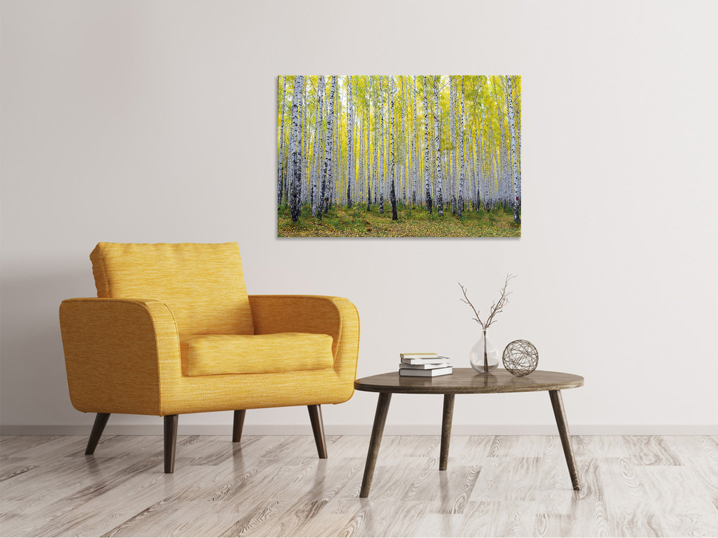 Leinwandbild Herbstlicher Birkenwald