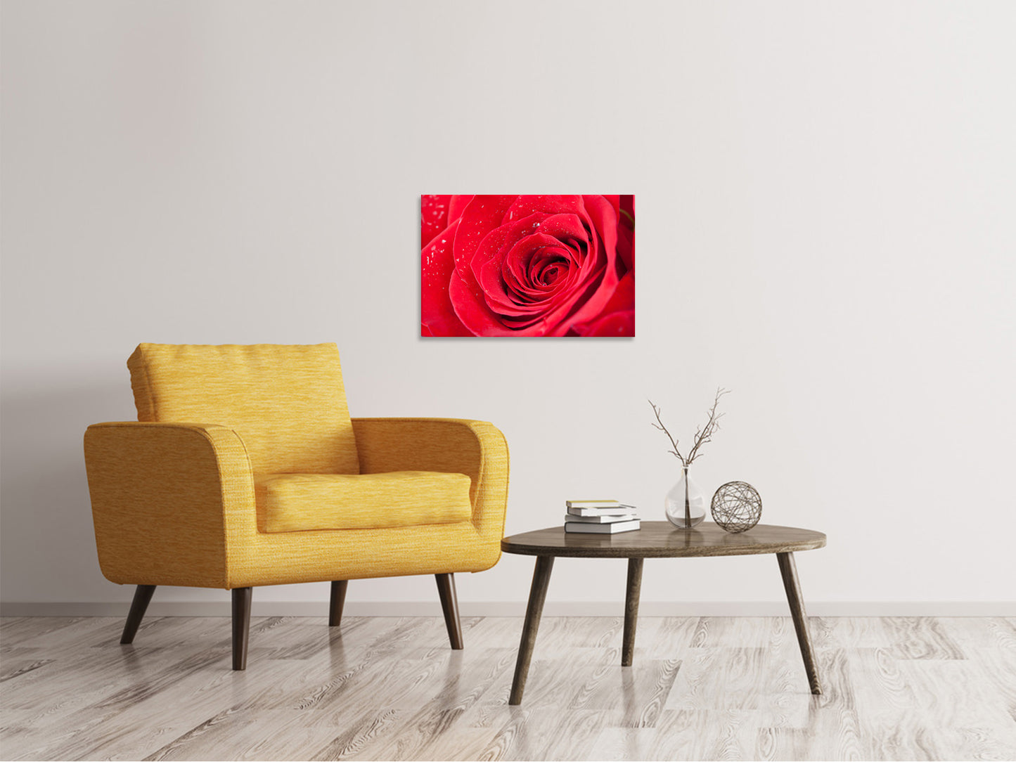 Leinwandbild Rote Rose im Morgentau