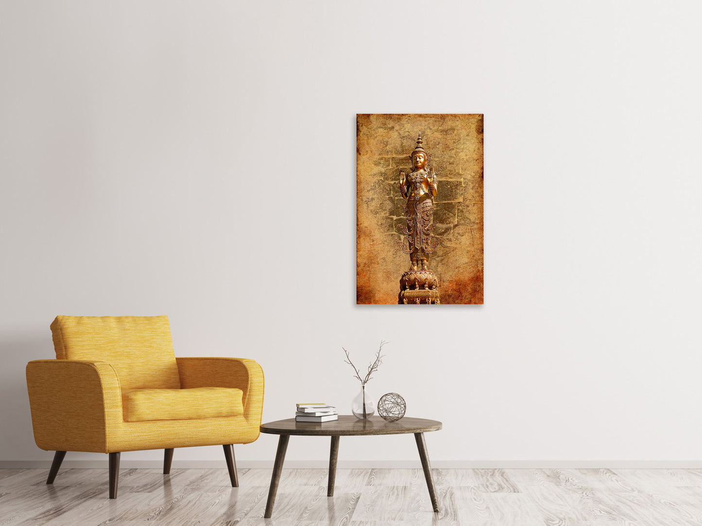 Leinwandbild Goldene Buddha-Statue