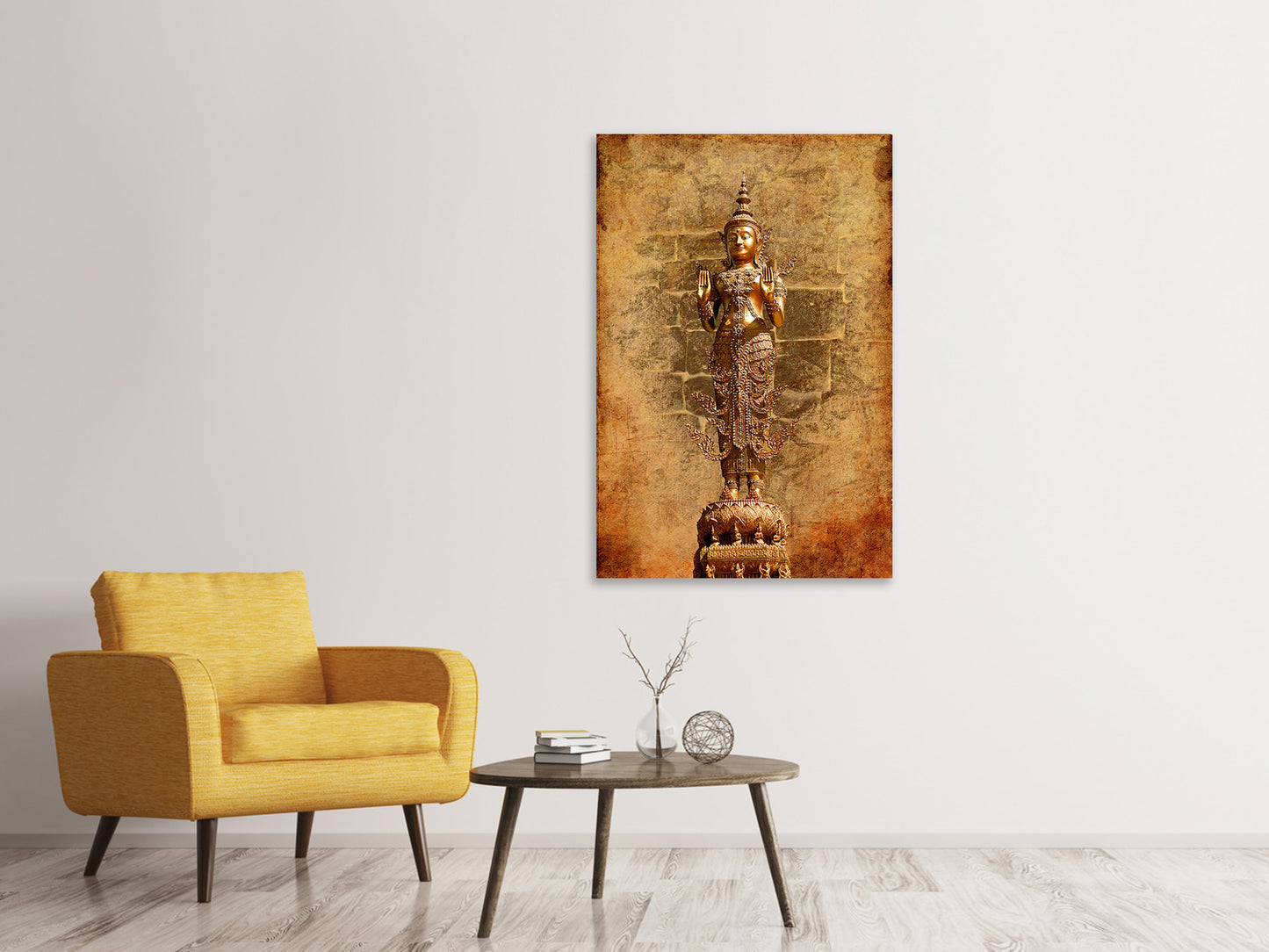 Leinwandbild Goldene Buddha-Statue