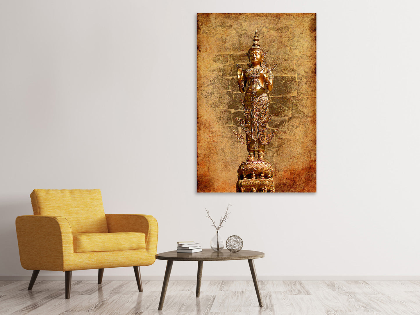 Leinwandbild Goldene Buddha-Statue