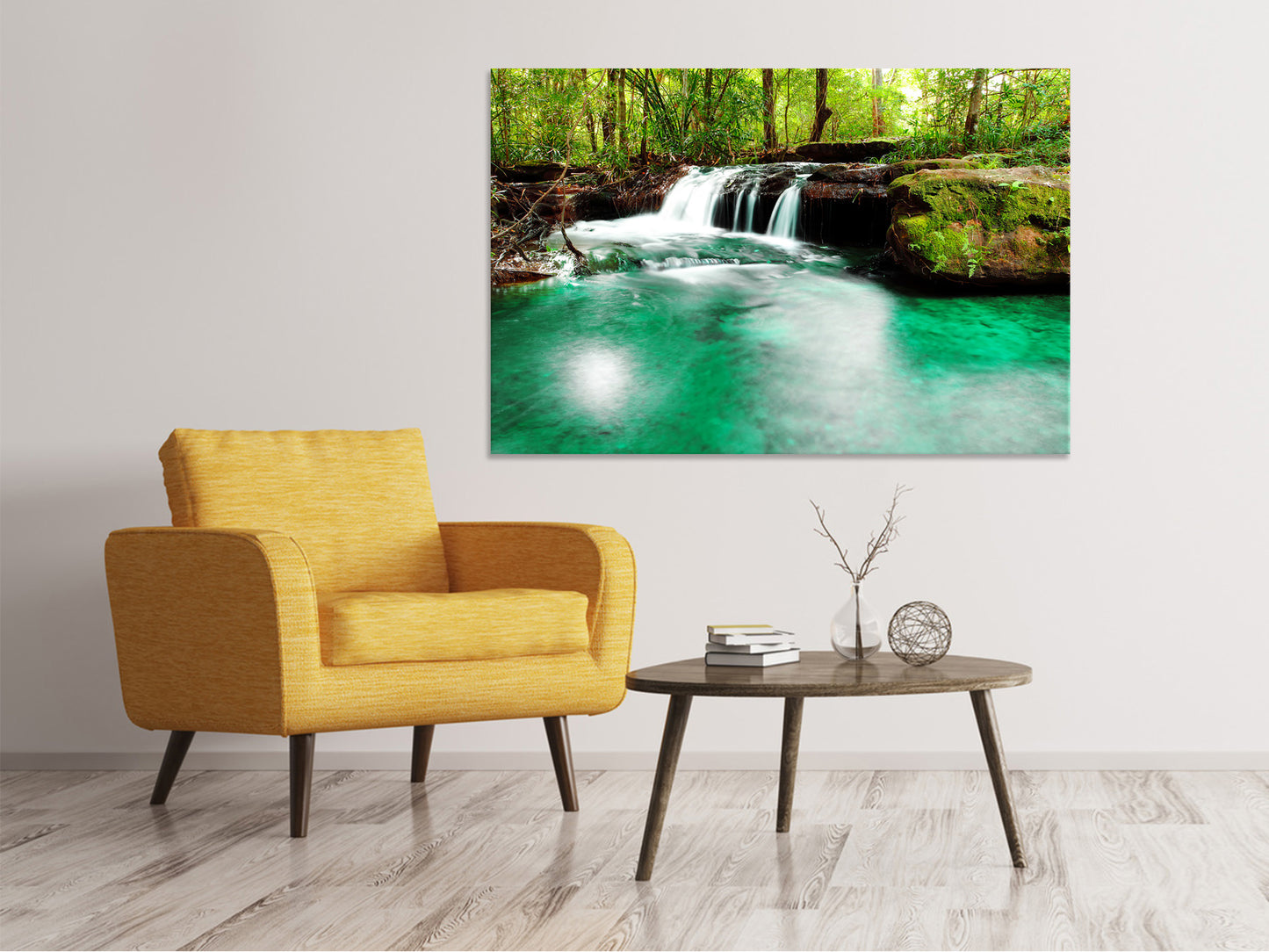 Leinwandbild Der Fluss am Wasserfall