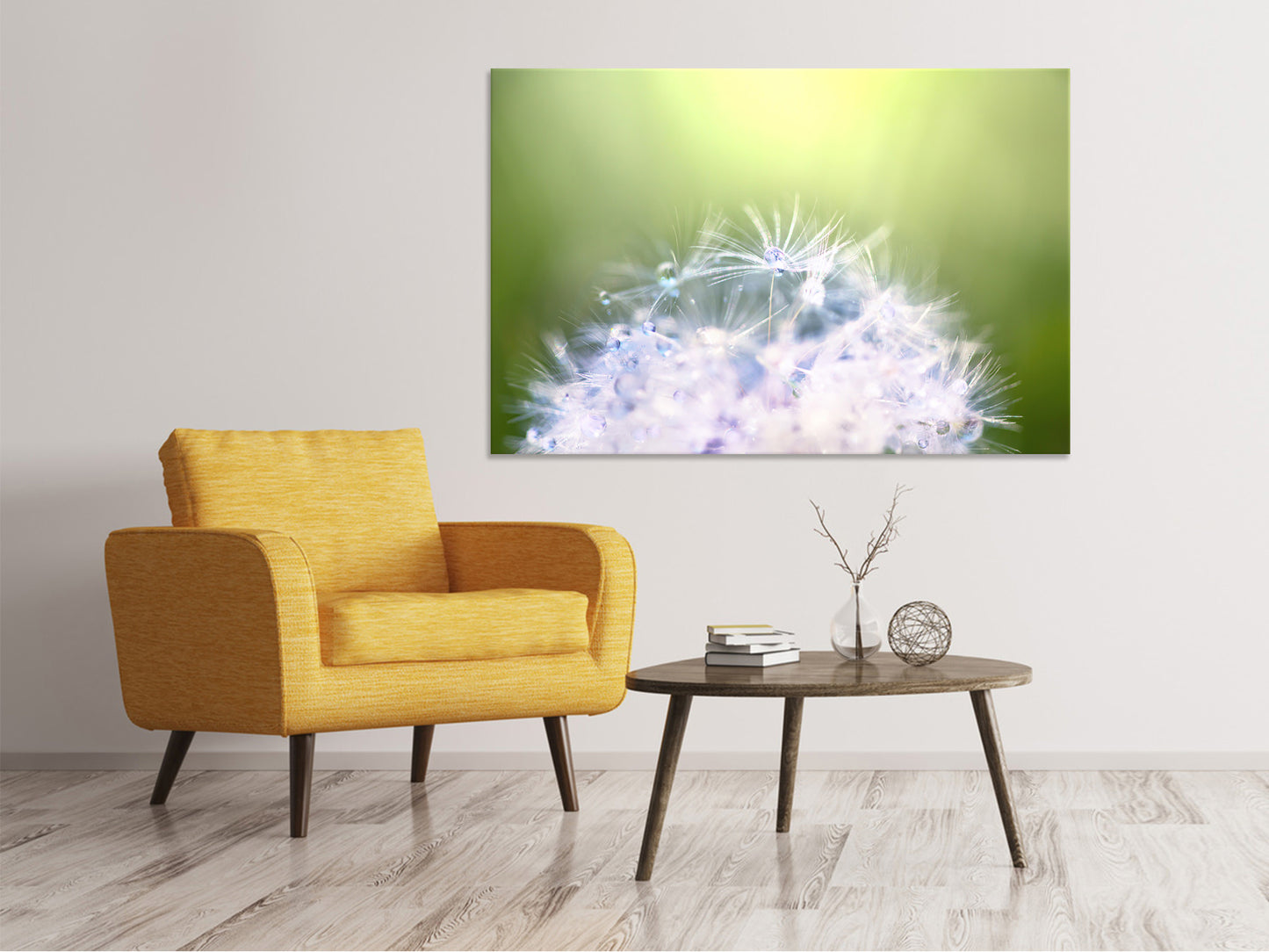 Leinwandbild Pusteblume XL im Morgentau