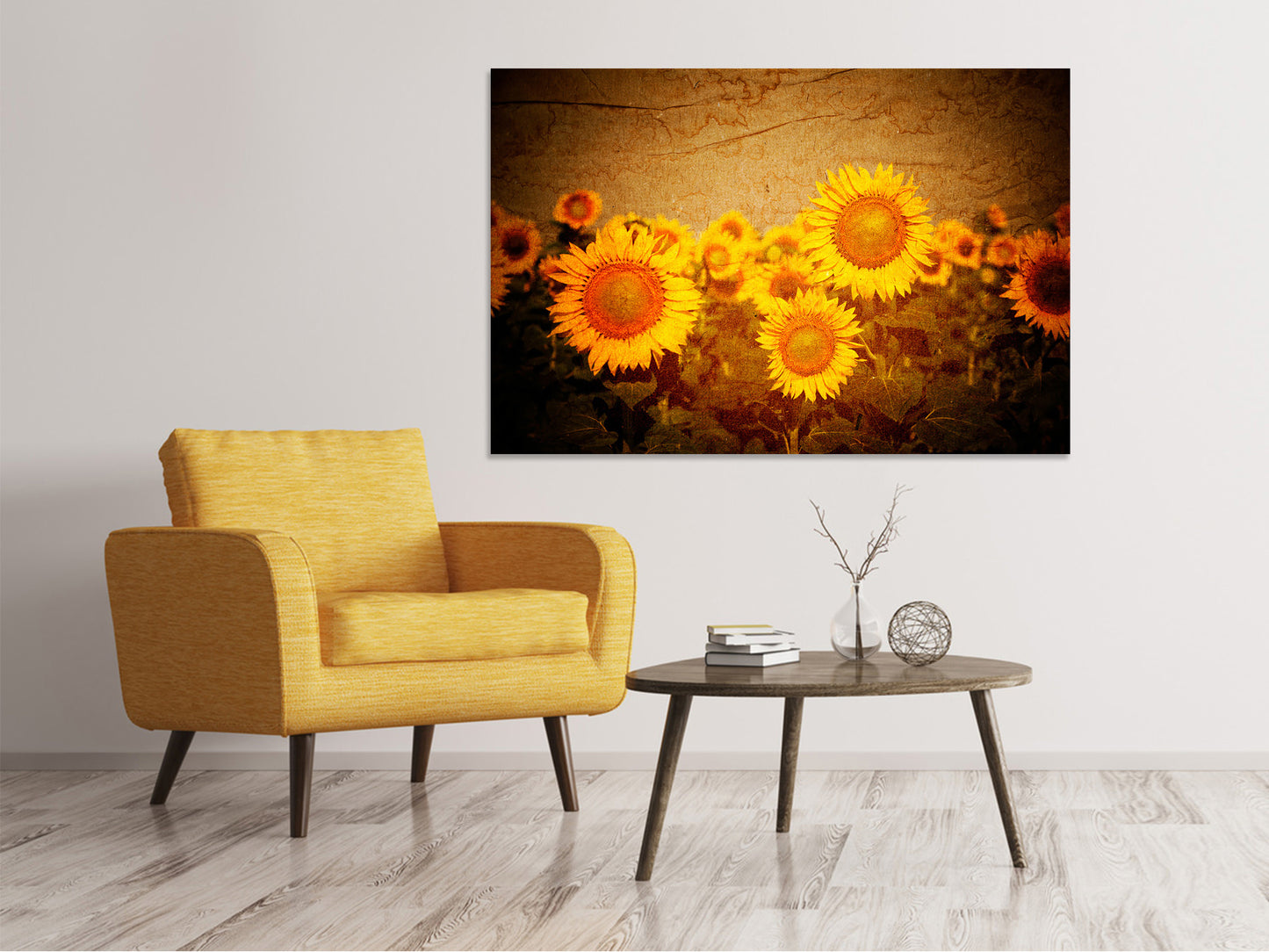 Leinwandbild Retro-Sonnenblumen