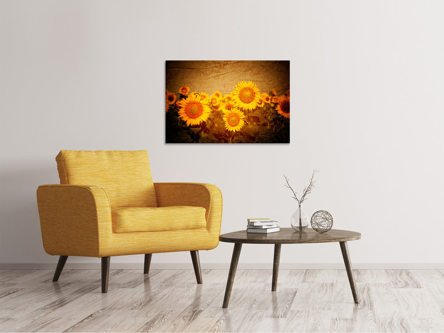 Leinwandbild Retro-Sonnenblumen