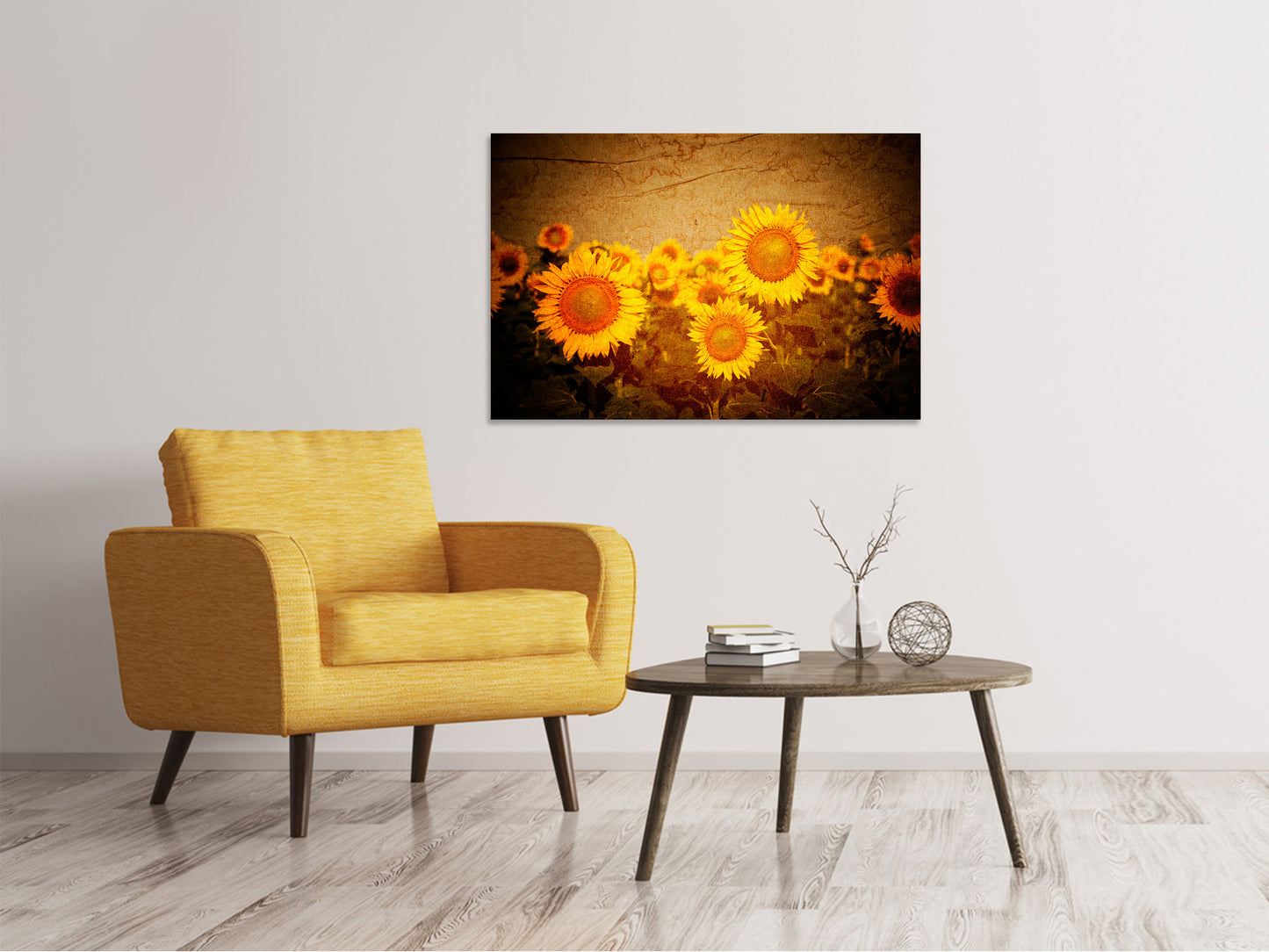 Leinwandbild Retro-Sonnenblumen