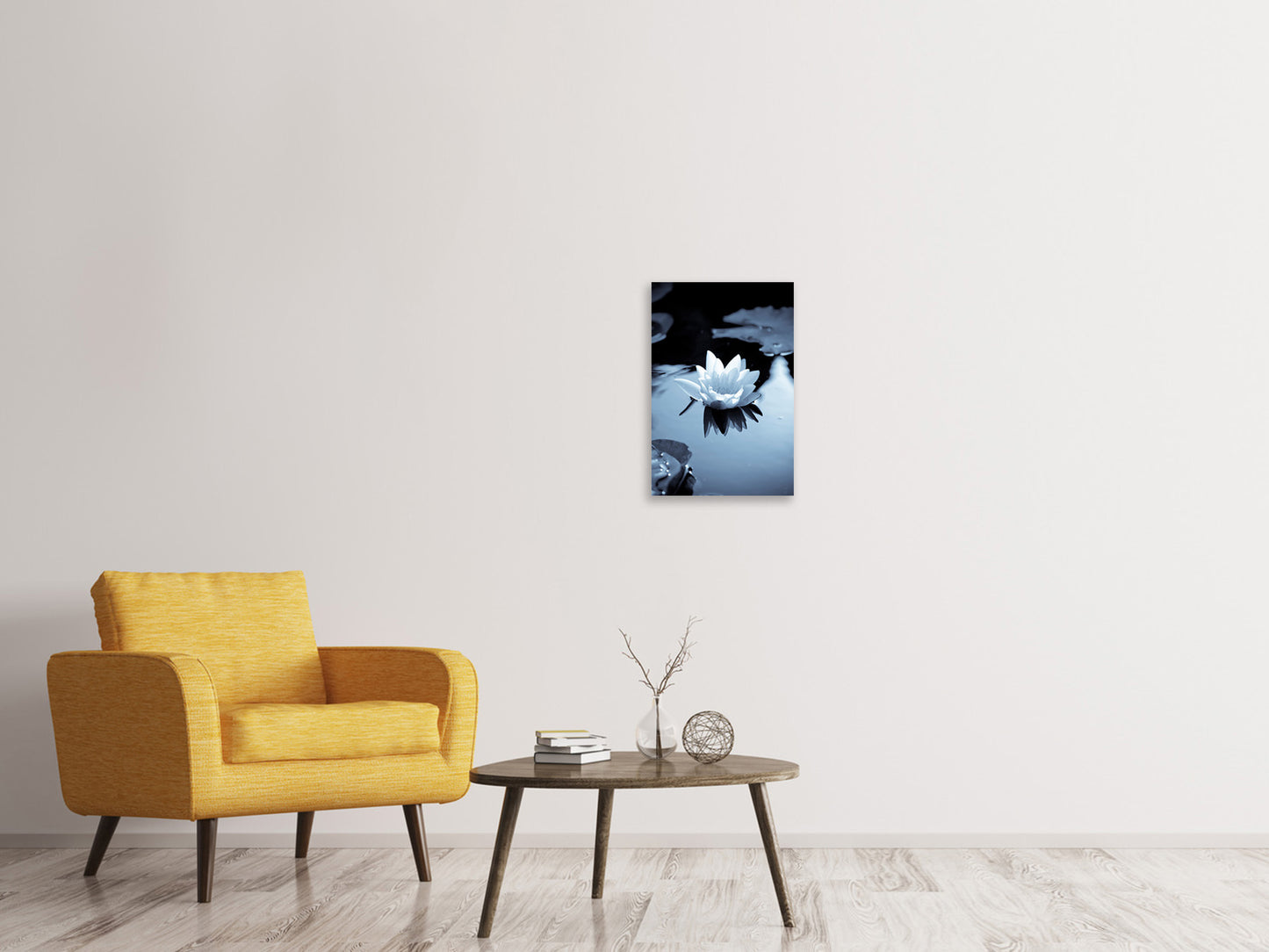 Leinwandbild Schwarzweissfotografie der Seerose