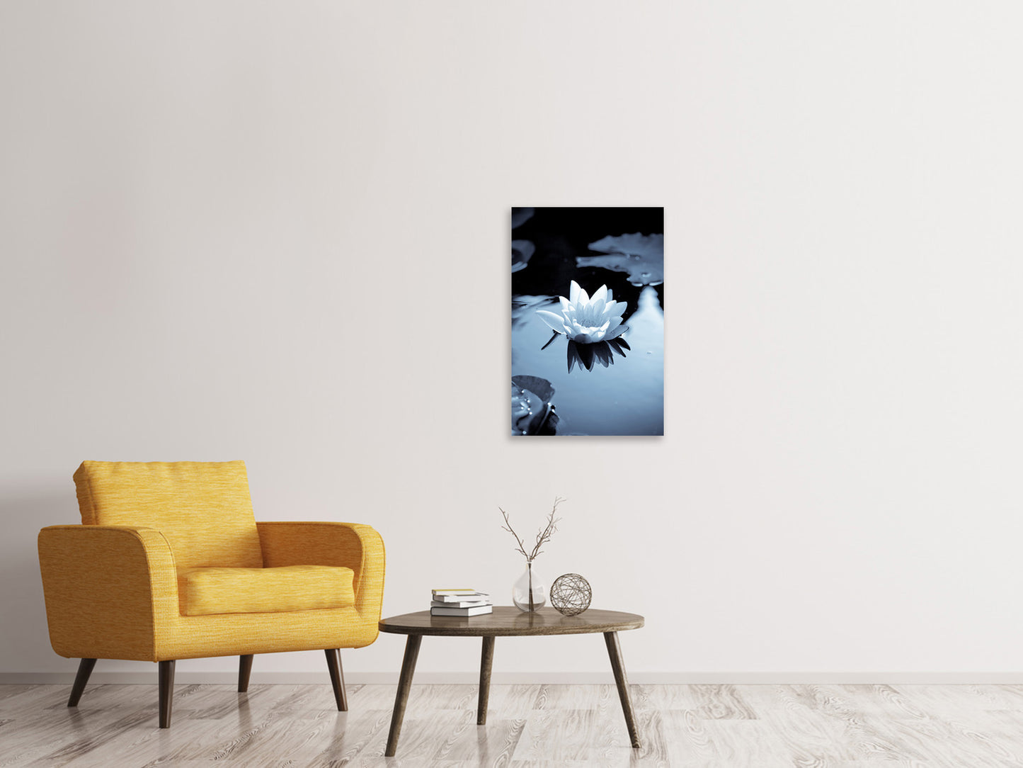 Leinwandbild Schwarzweissfotografie der Seerose