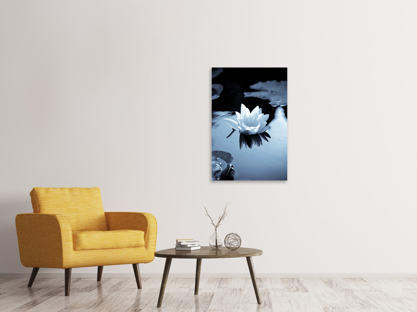 Leinwandbild Schwarzweissfotografie der Seerose