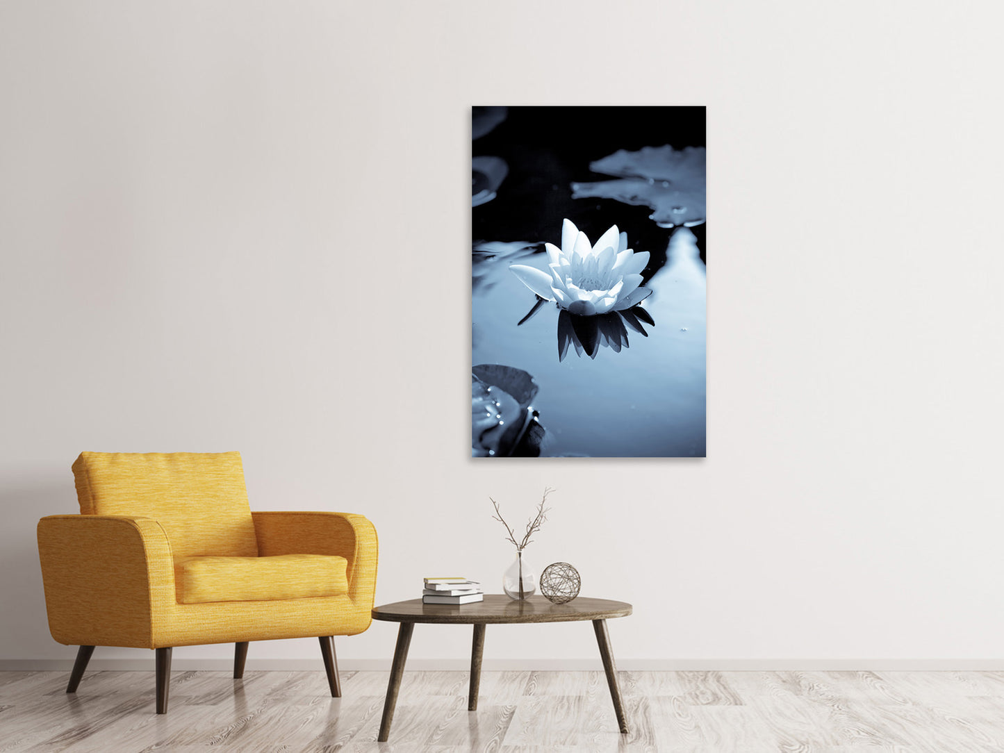 Leinwandbild Schwarzweissfotografie der Seerose