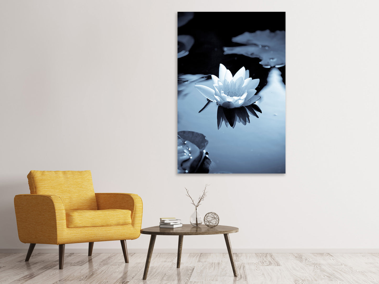 Leinwandbild Schwarzweissfotografie der Seerose