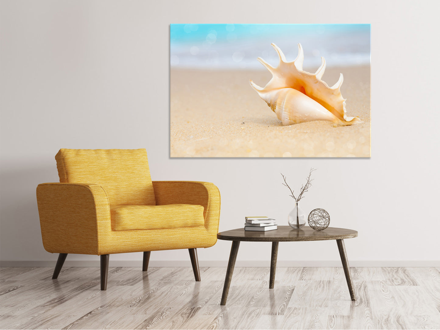 Leinwandbild Die Muschel am Strand