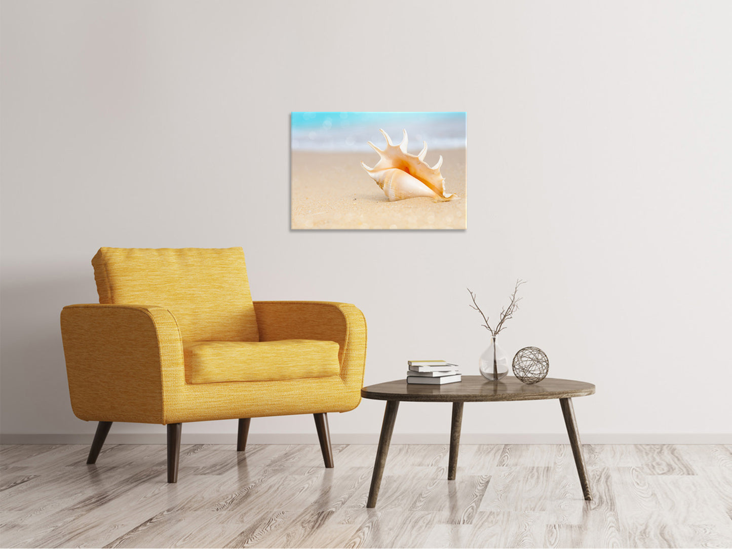 Leinwandbild Die Muschel am Strand