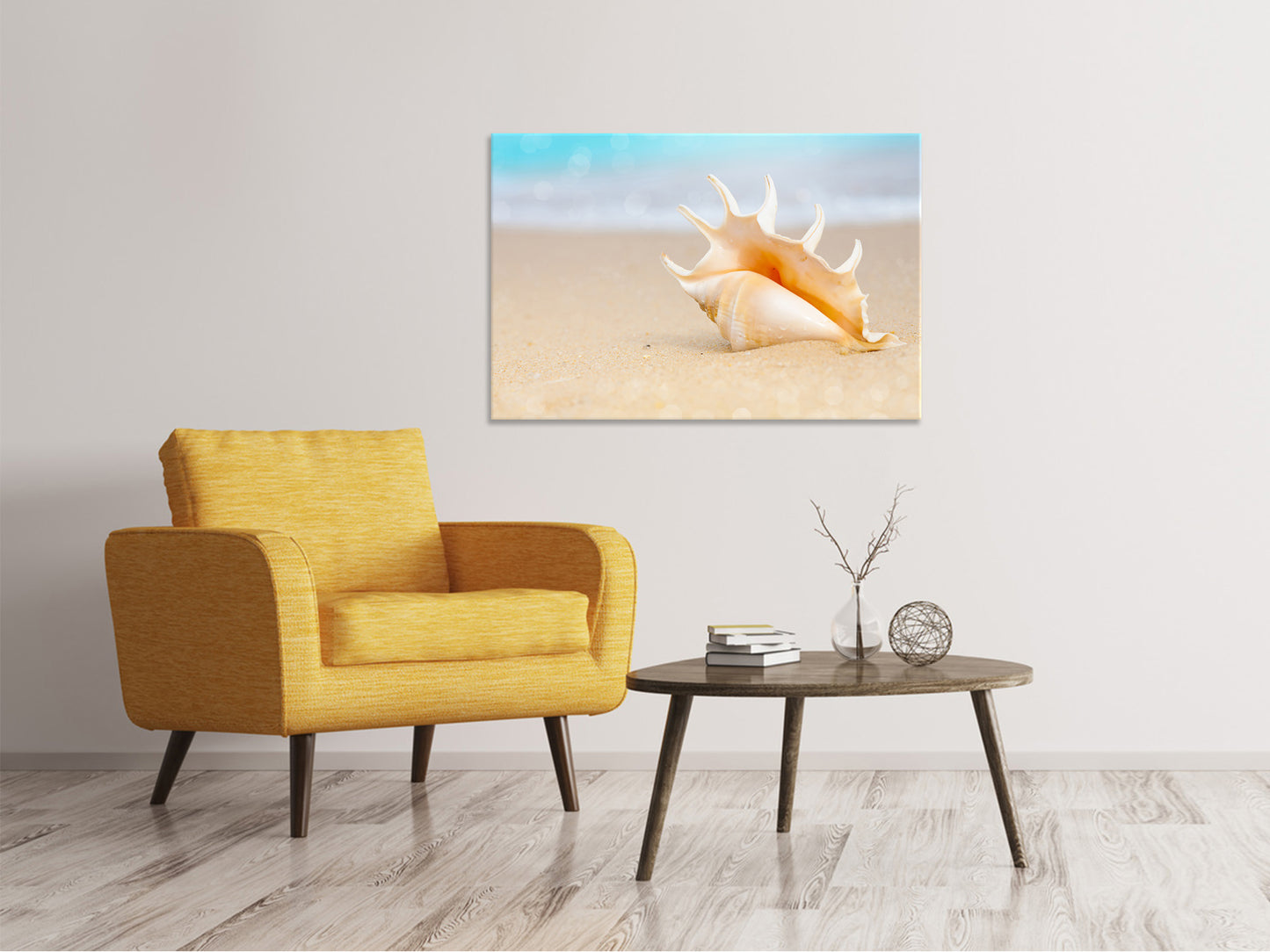 Leinwandbild Die Muschel am Strand