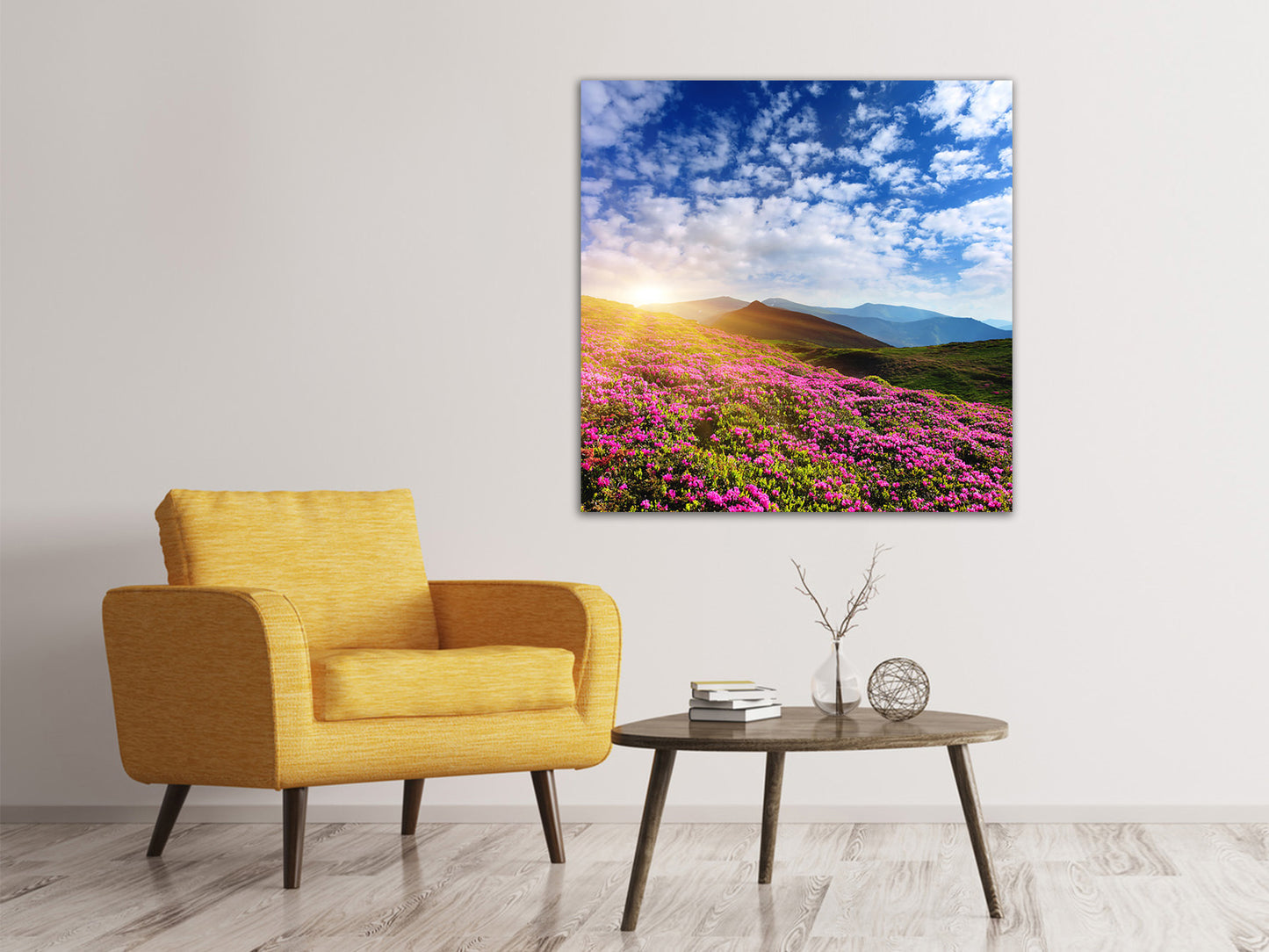 Leinwandbild Blumige Berglandschaft