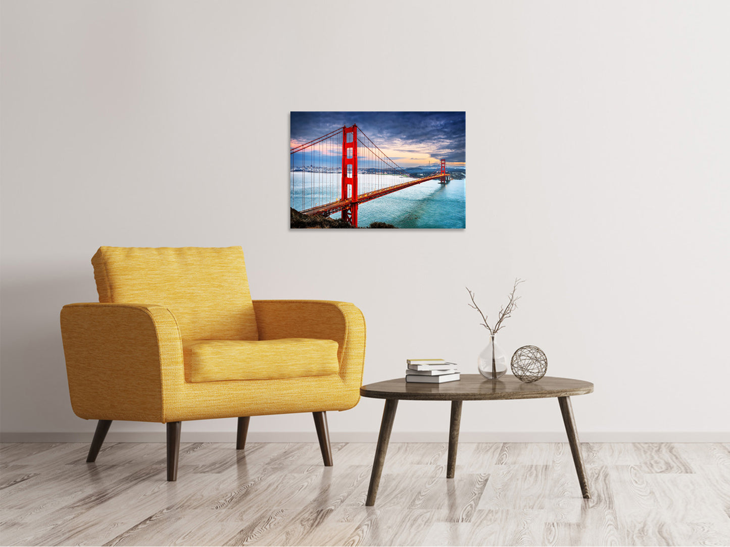 Leinwandbild Der Golden Gate Bridge bei Sonnenuntergang