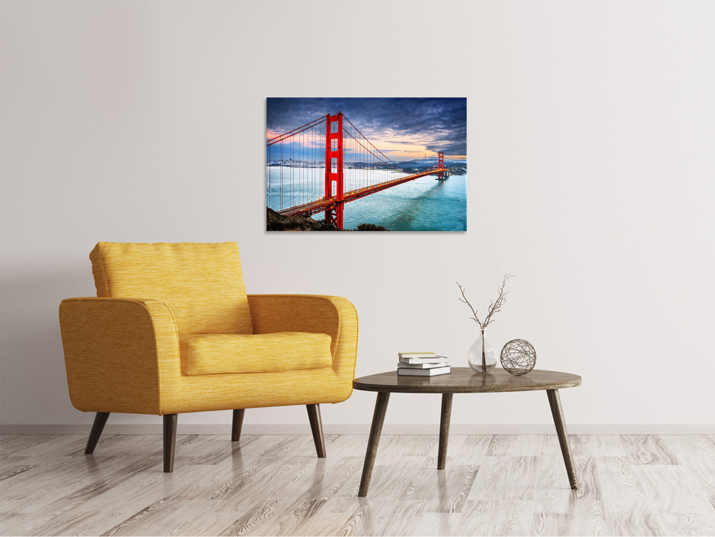 Leinwandbild Der Golden Gate Bridge bei Sonnenuntergang
