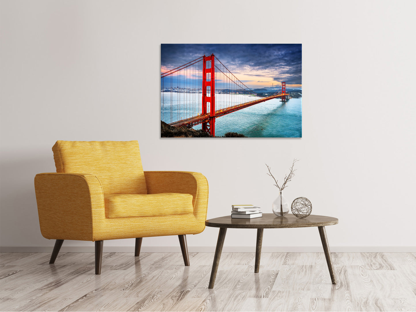 Leinwandbild Der Golden Gate Bridge bei Sonnenuntergang