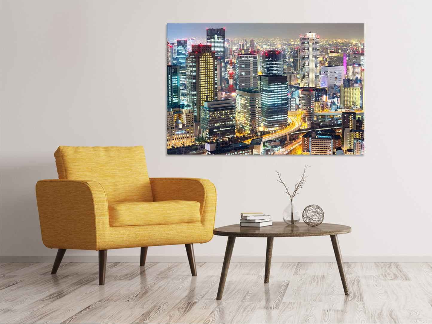 Leinwandbild Skyline Osaka im Lichtermeer