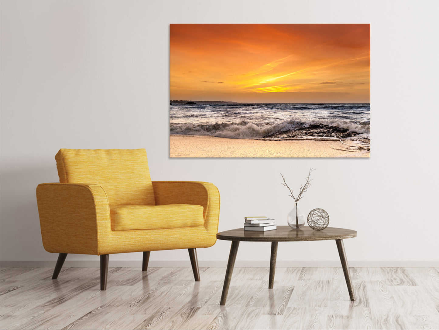 Leinwandbild See mit Sonnenuntergang