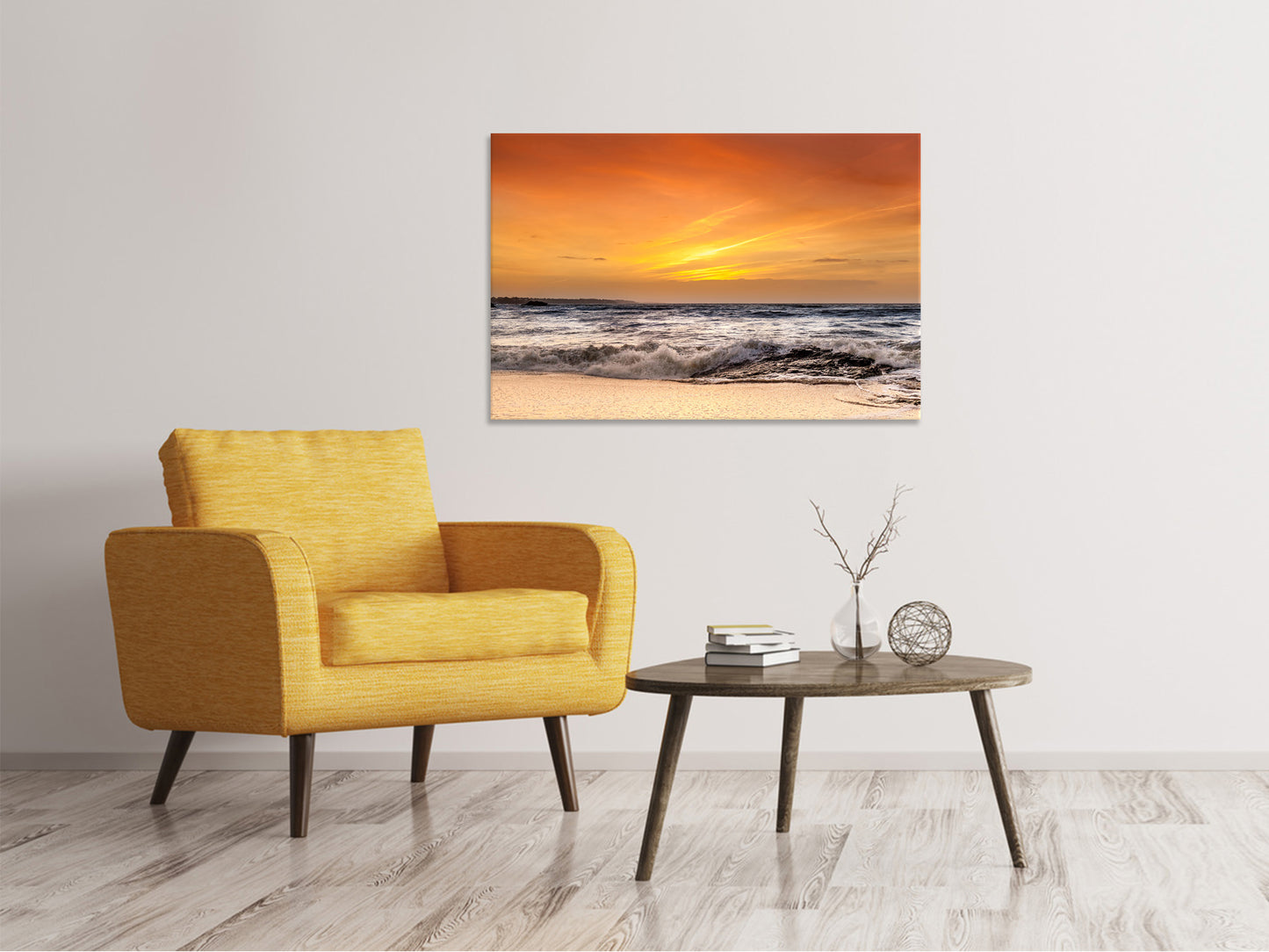 Leinwandbild See mit Sonnenuntergang