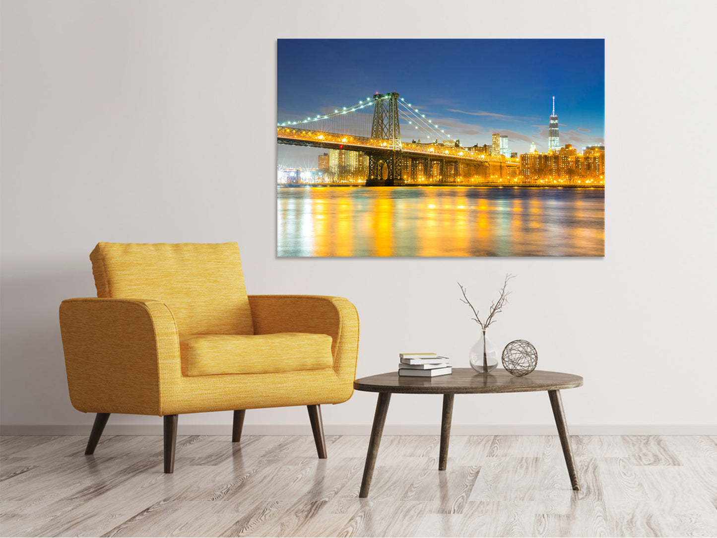 Leinwandbild Brooklyn Bridge bei Nacht
