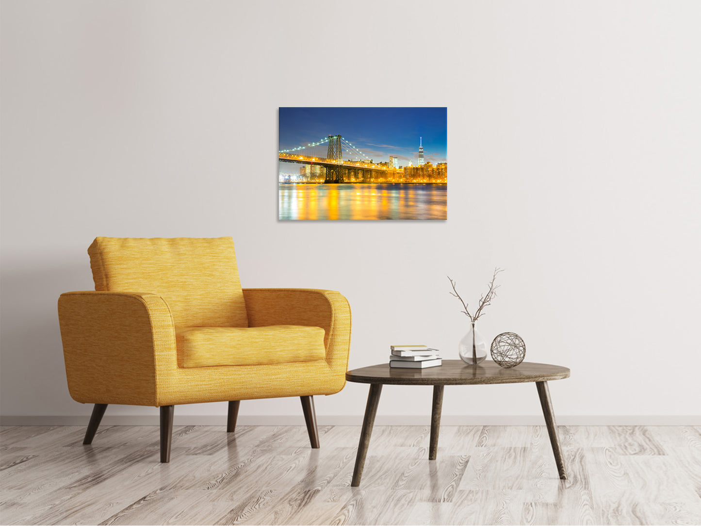 Leinwandbild Brooklyn Bridge bei Nacht