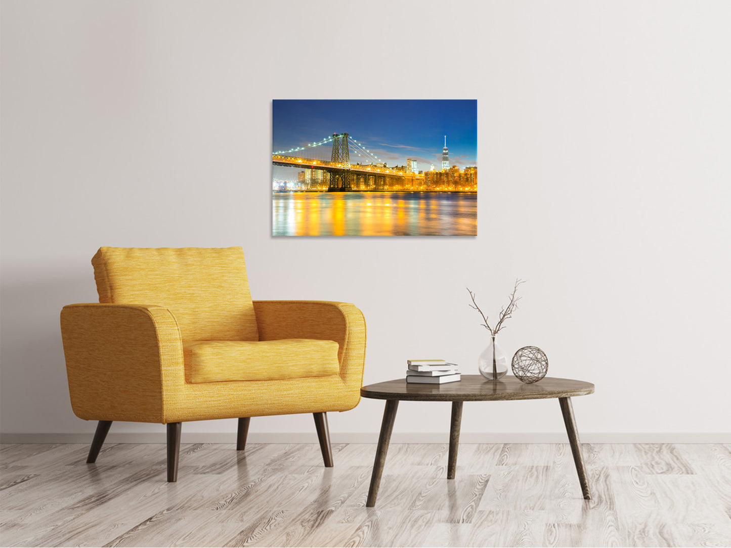 Leinwandbild Brooklyn Bridge bei Nacht