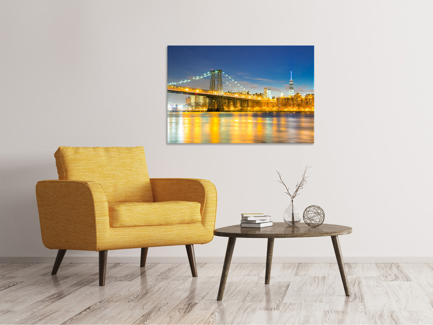 Leinwandbild Brooklyn Bridge bei Nacht