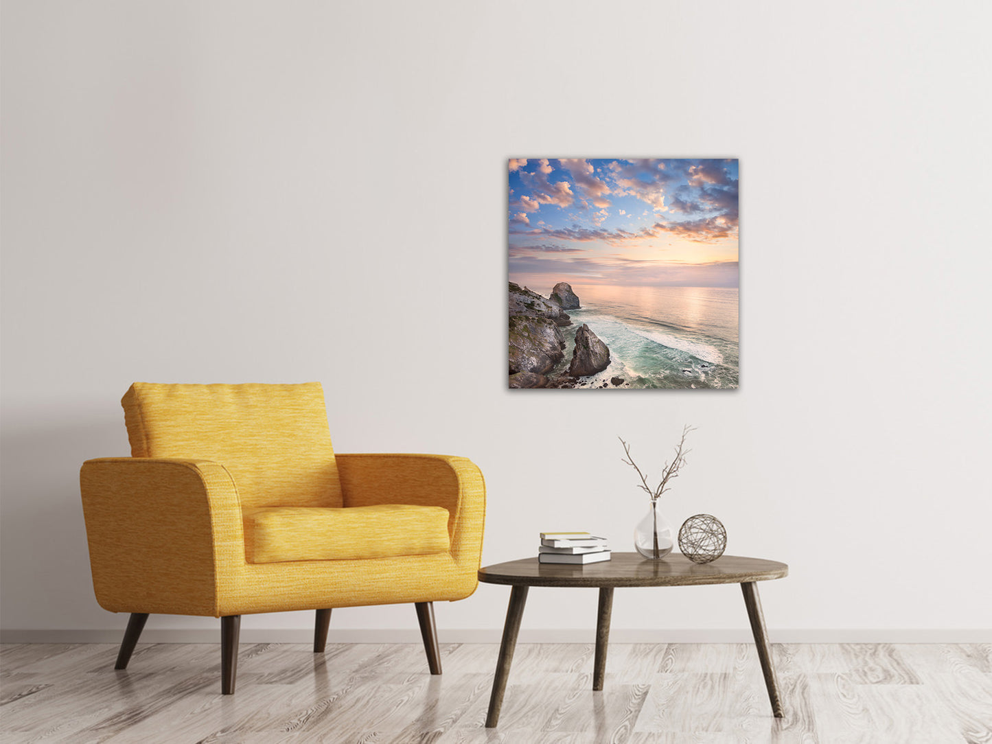 Leinwandbild Romantischer Sonnenuntergang am Meer