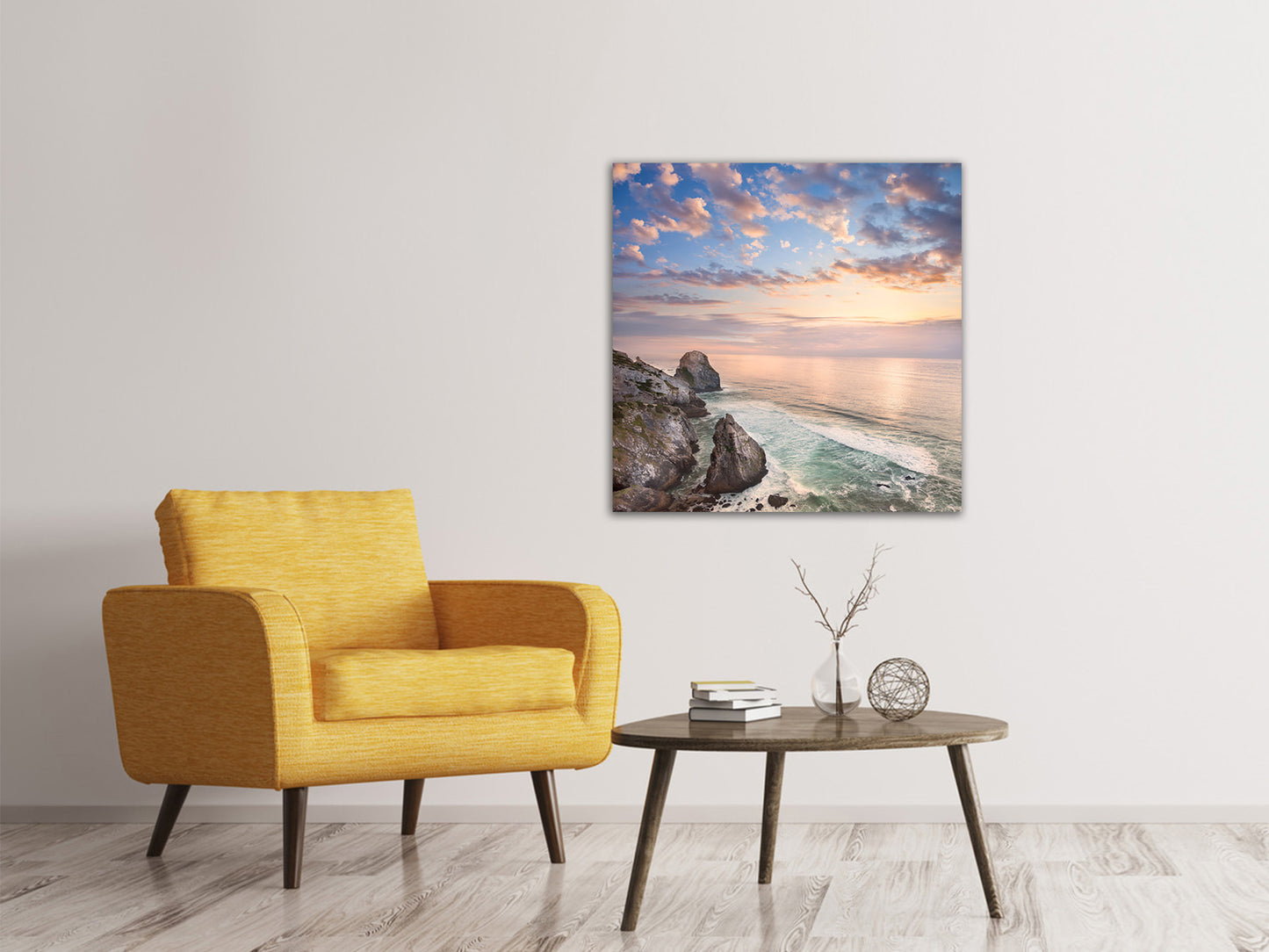 Leinwandbild Romantischer Sonnenuntergang am Meer