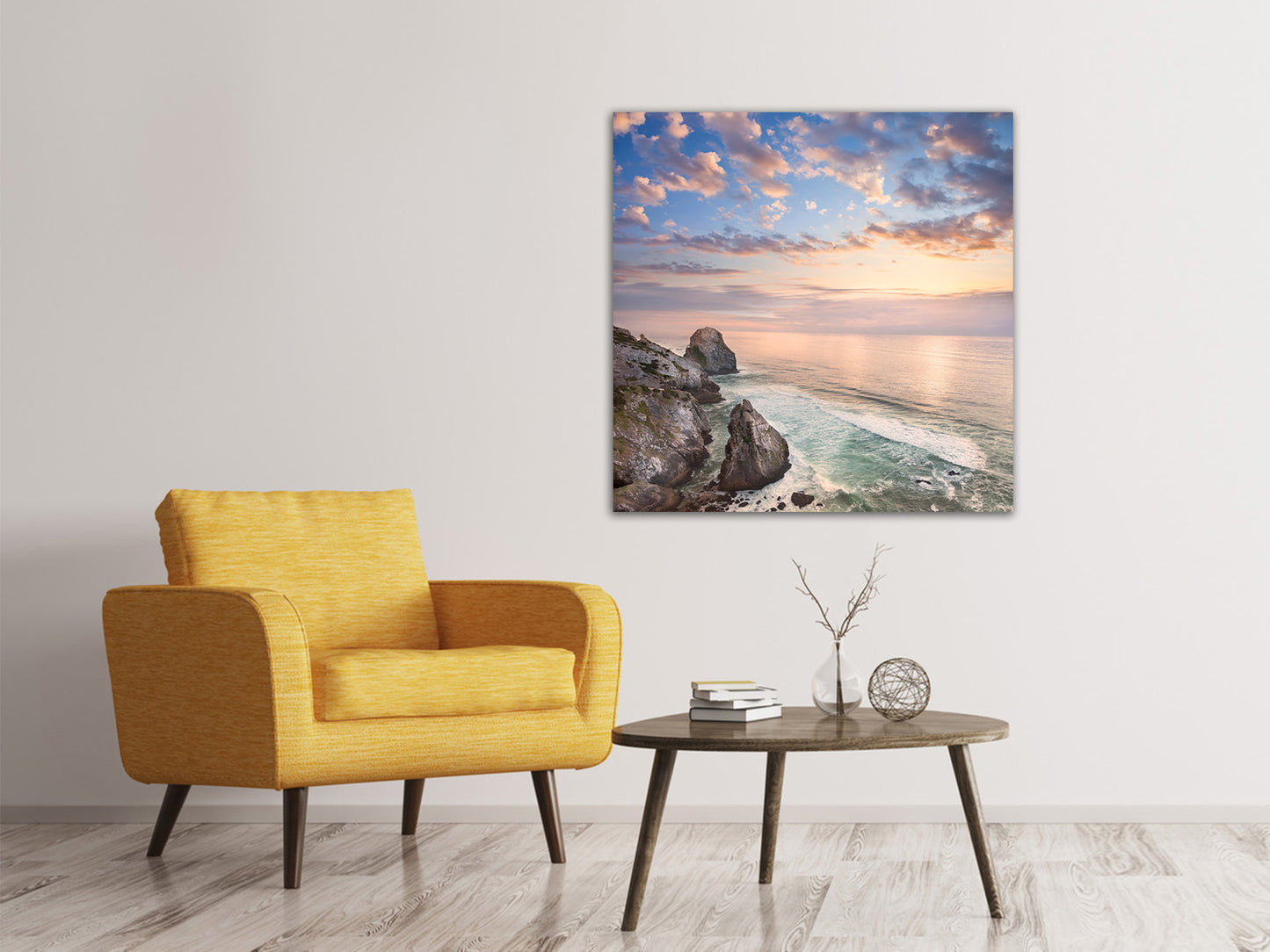 Leinwandbild Romantischer Sonnenuntergang am Meer