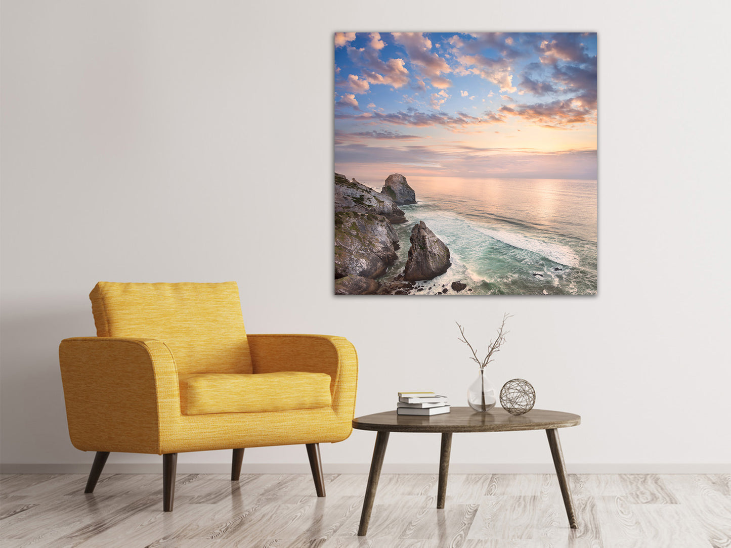 Leinwandbild Romantischer Sonnenuntergang am Meer