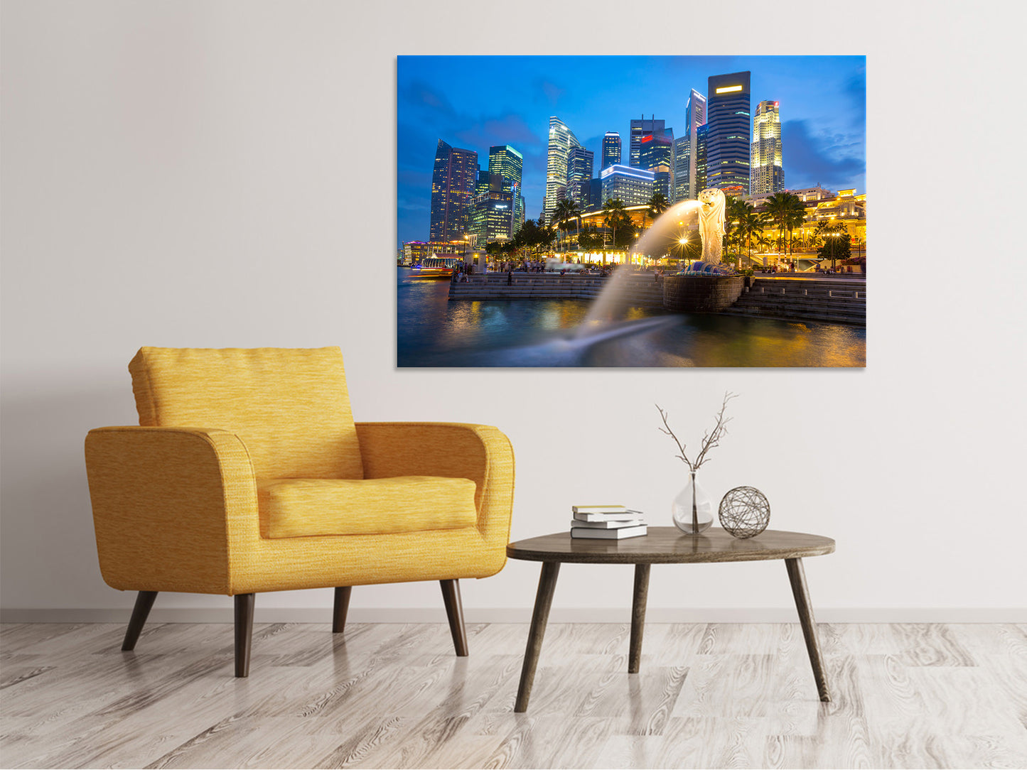 Leinwandbild Skyline Singapur im Lichtermeer