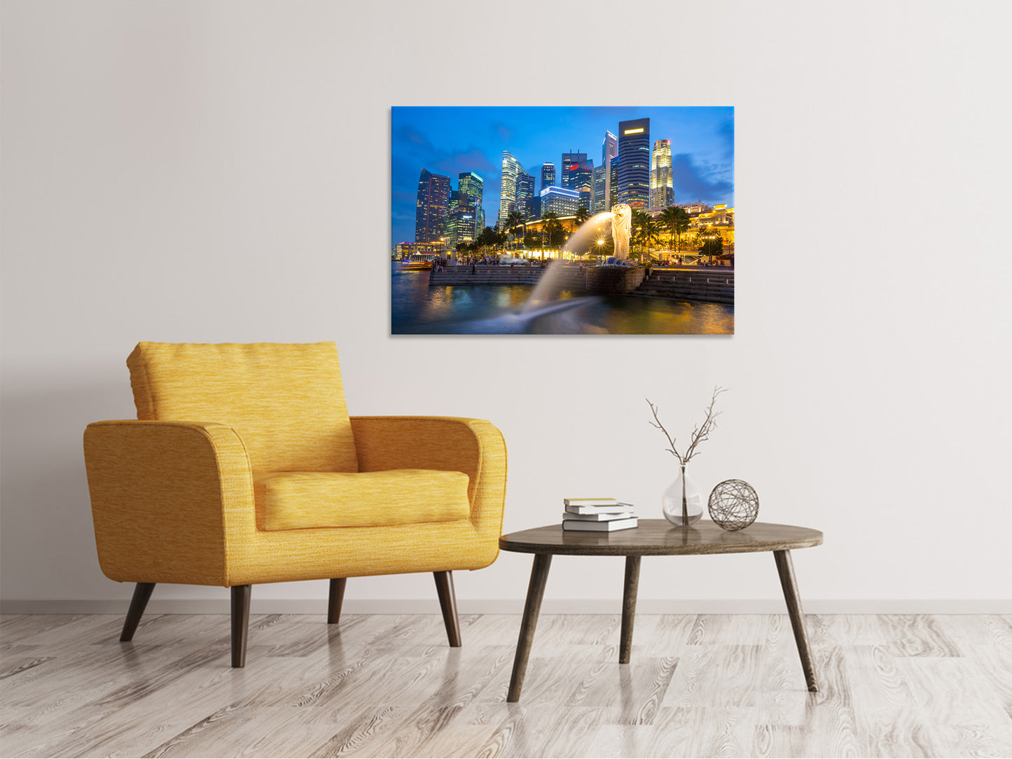 Leinwandbild Skyline Singapur im Lichtermeer