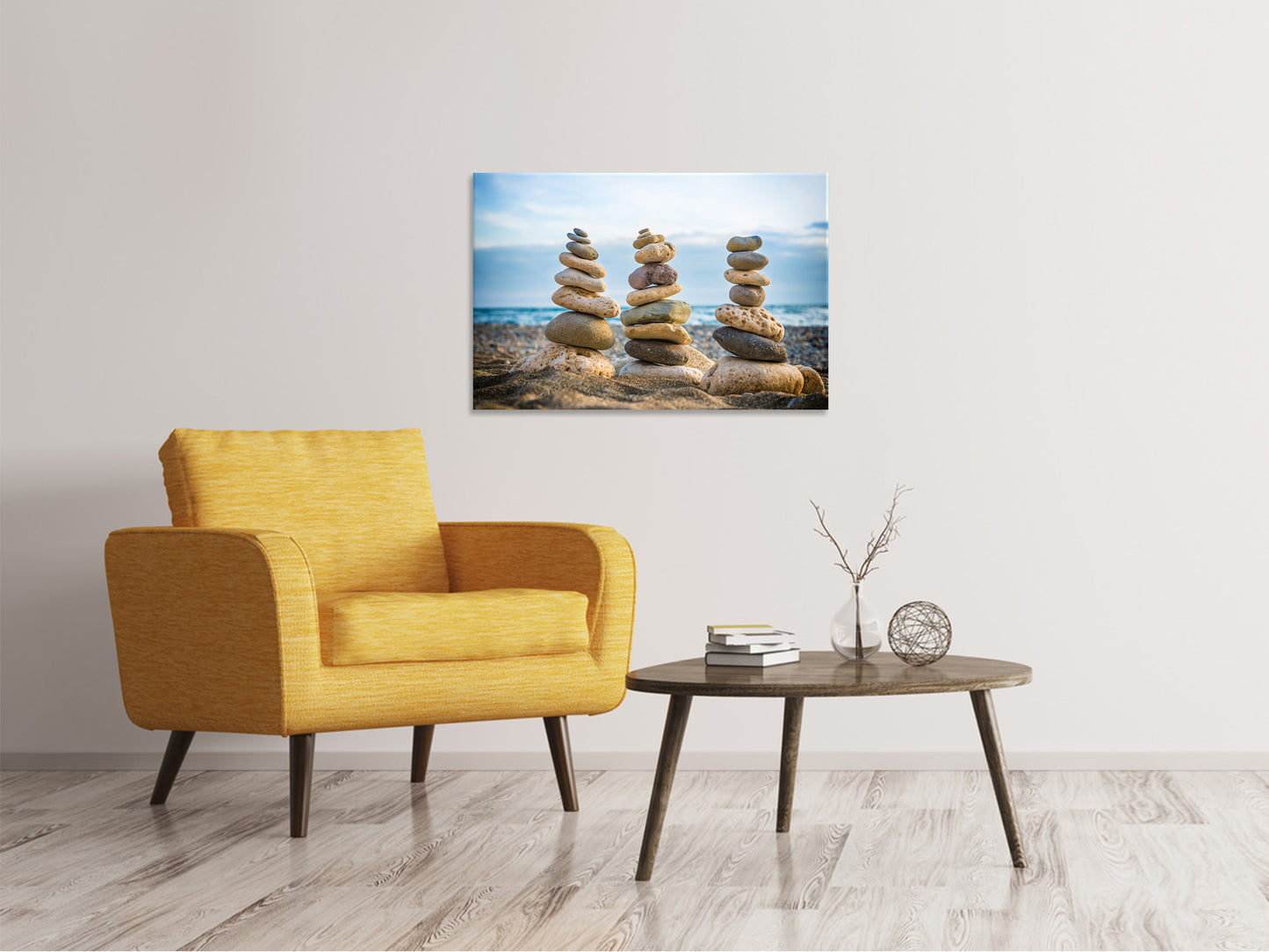 Leinwandbild Drei Steinstapel