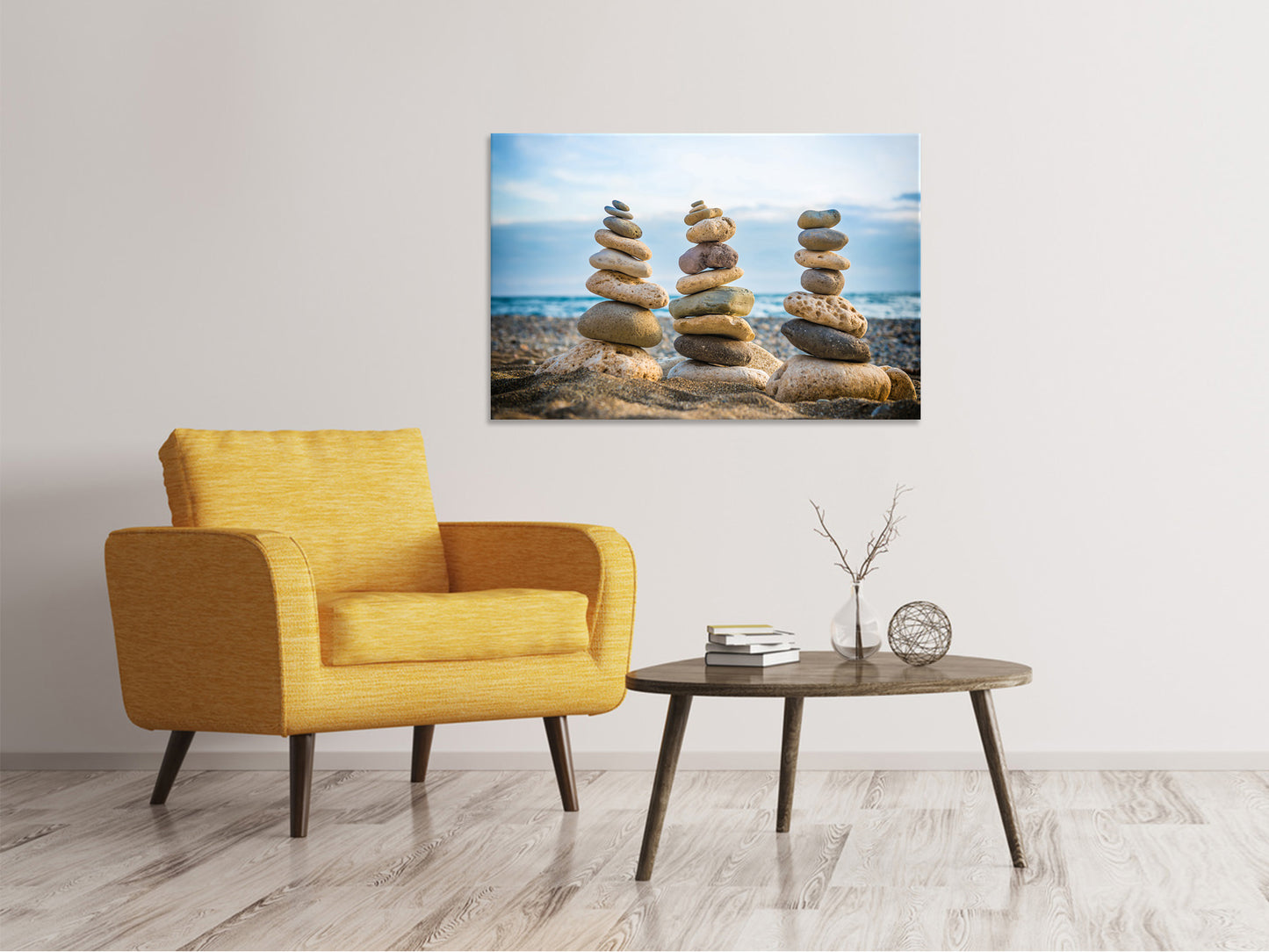 Leinwandbild Drei Steinstapel