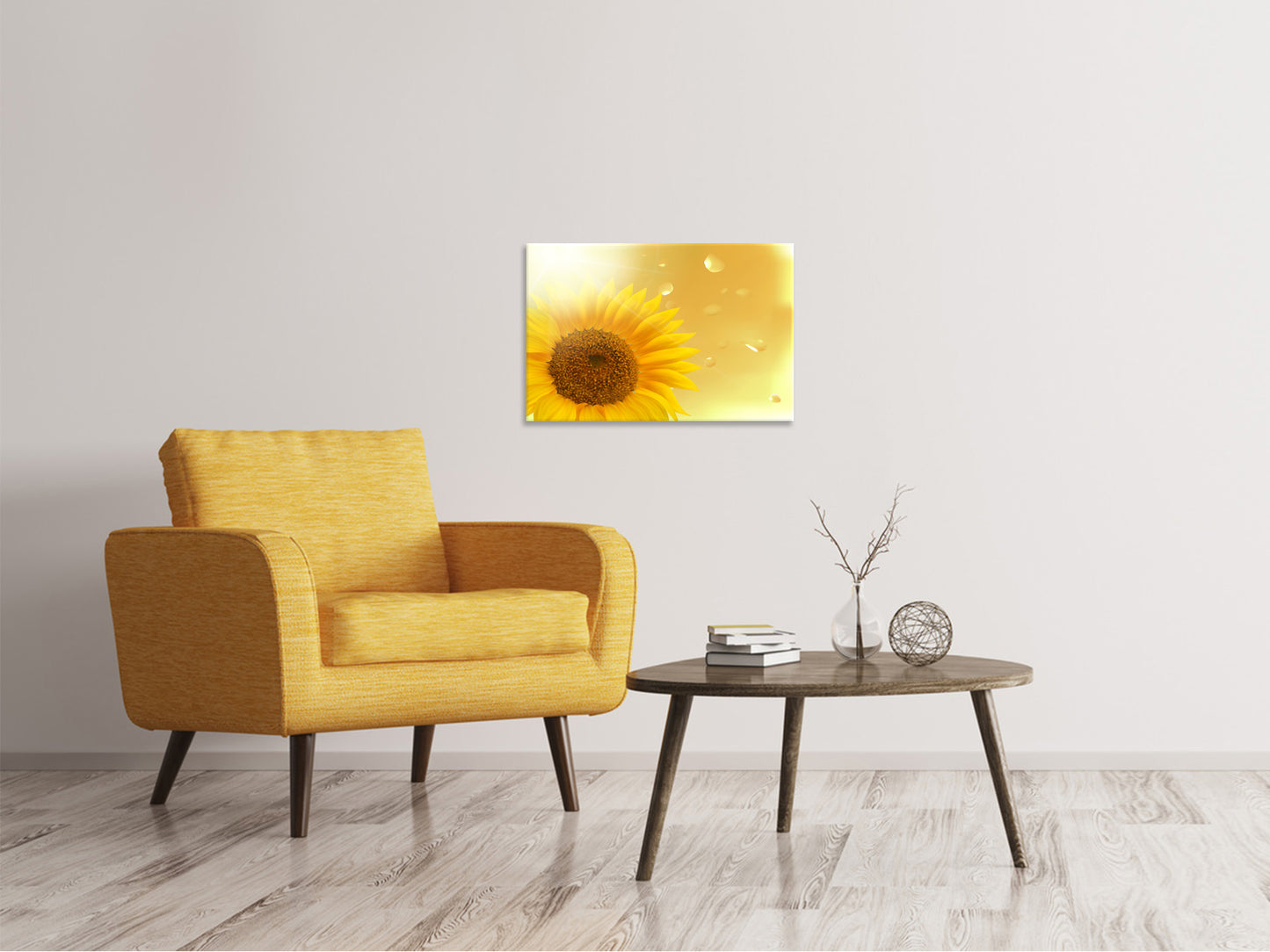 Leinwandbild Sonnenblume im Morgentau