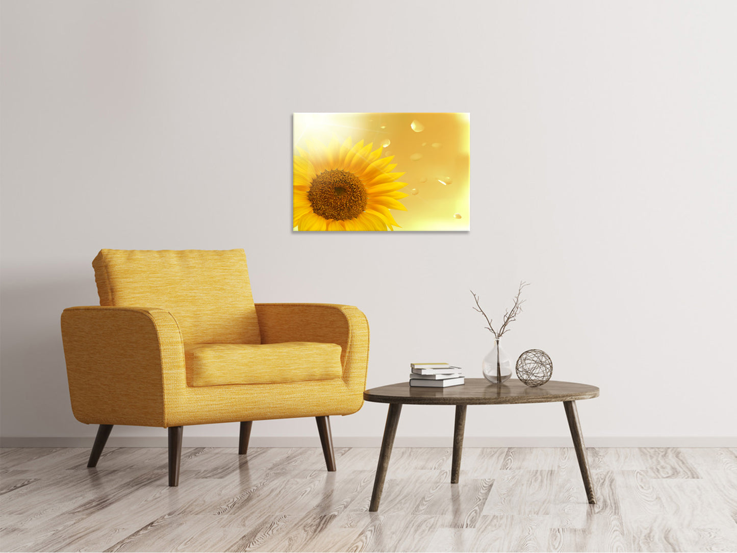 Leinwandbild Sonnenblume im Morgentau
