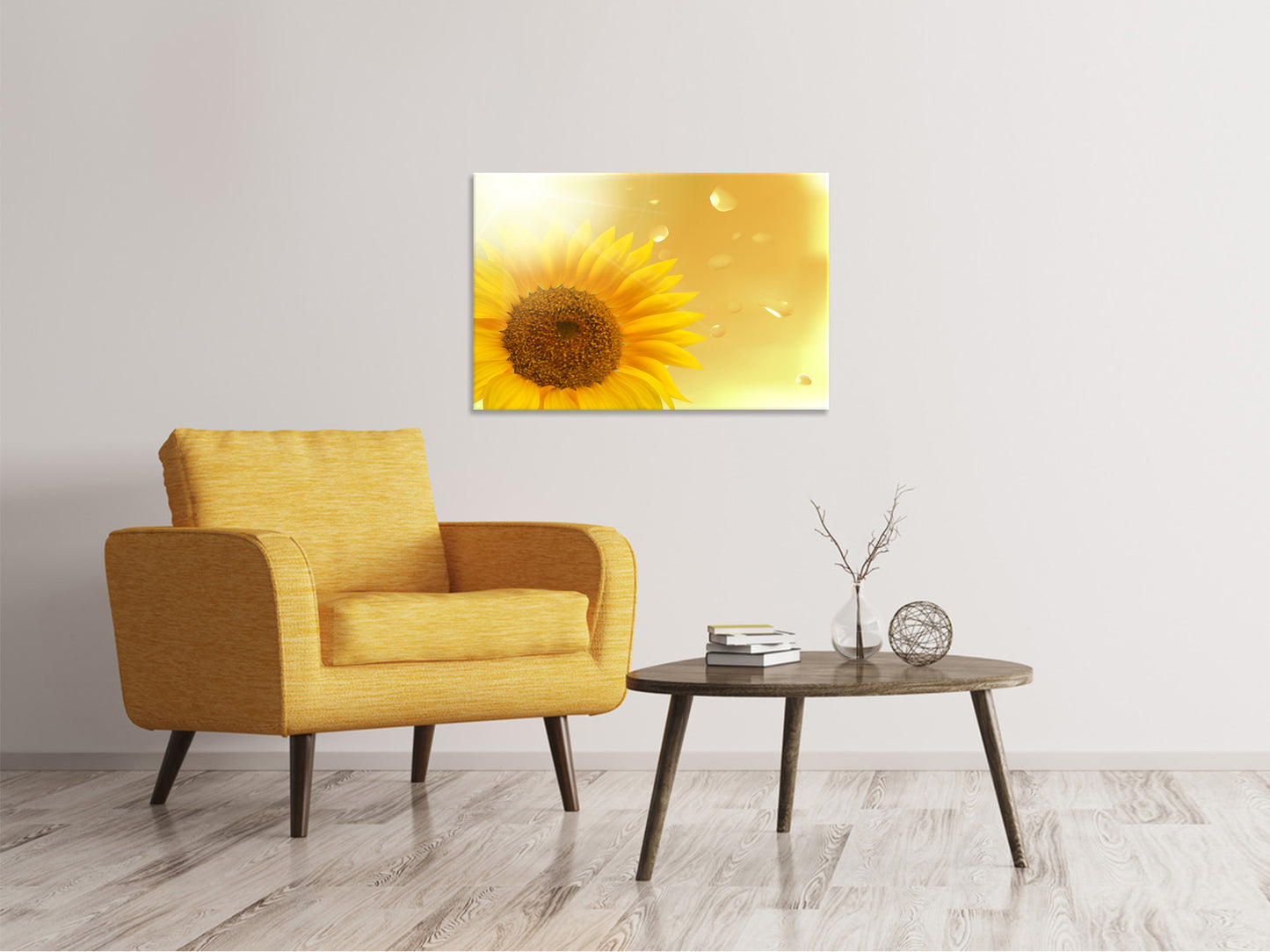 Leinwandbild Sonnenblume im Morgentau