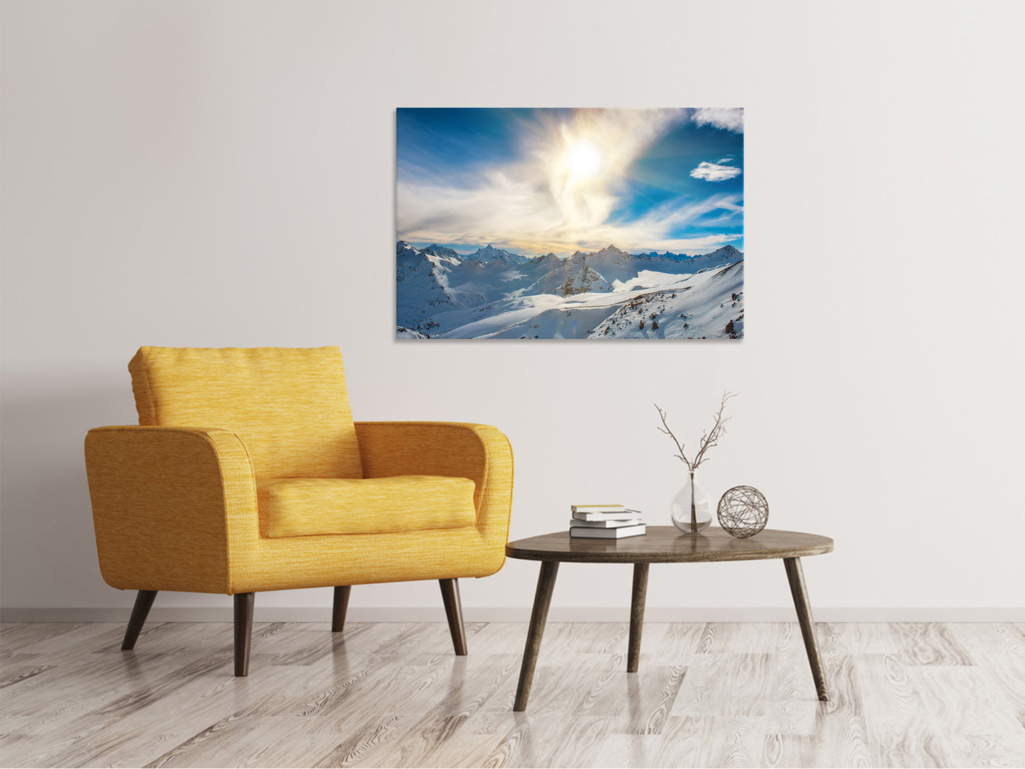 Leinwandbild Über den verschneiten Gipfeln