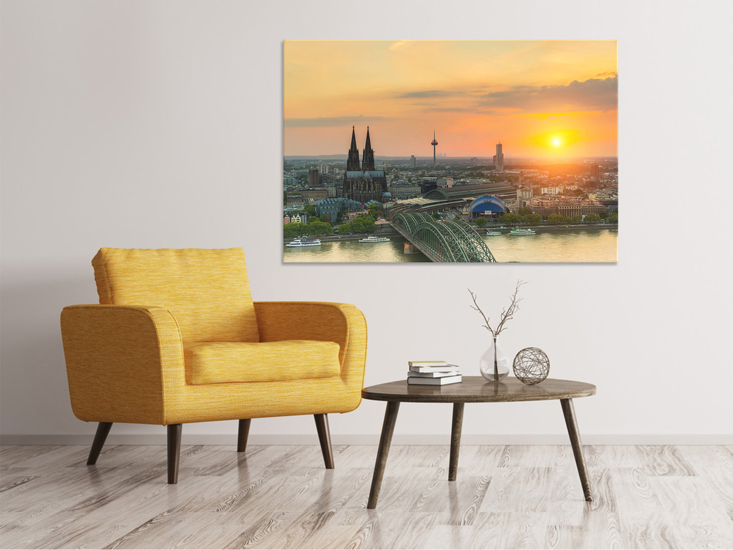 Leinwandbild Skyline Köln bei Sonnenuntergang
