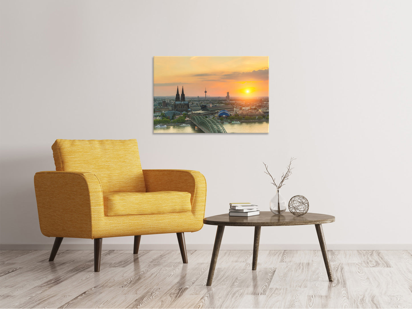 Leinwandbild Skyline Köln bei Sonnenuntergang