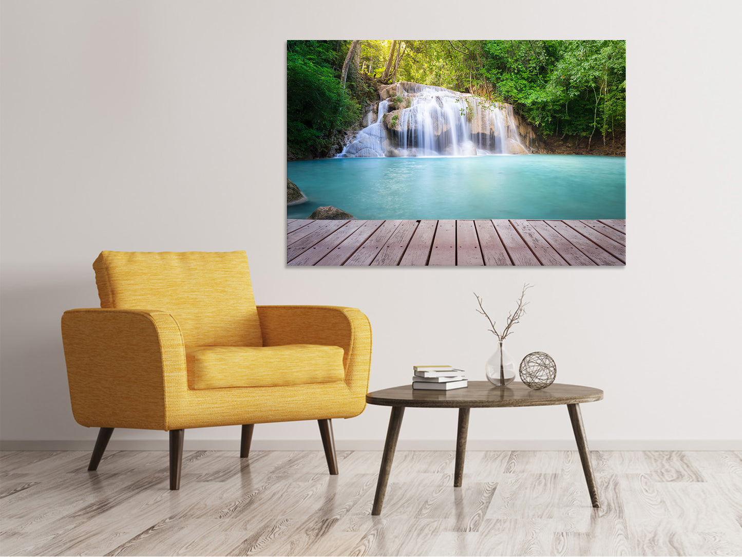 Leinwandbild Terrasse am Wasserfall