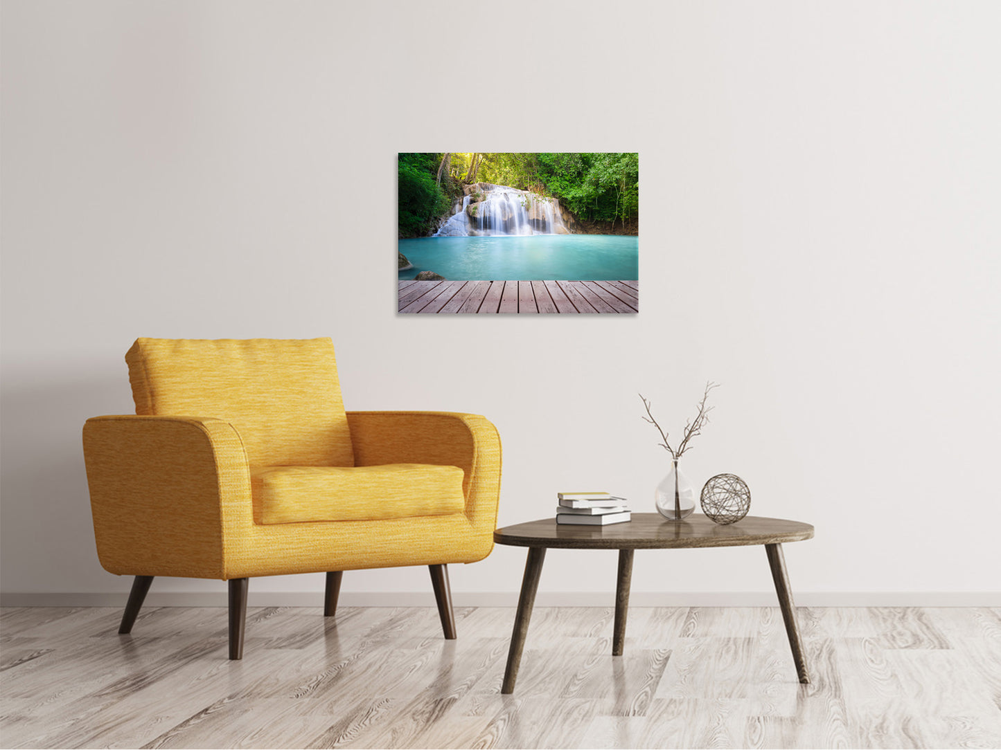 Leinwandbild Terrasse am Wasserfall