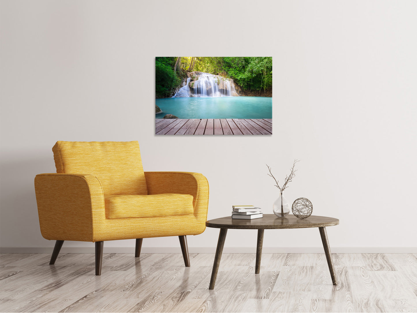 Leinwandbild Terrasse am Wasserfall