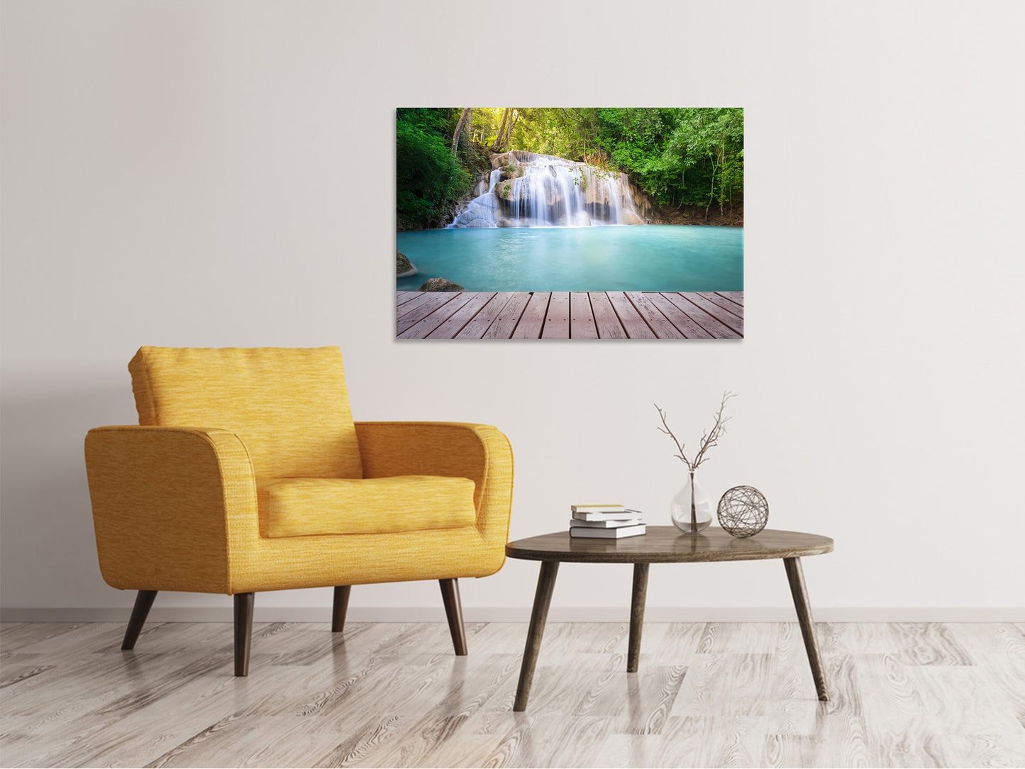 Leinwandbild Terrasse am Wasserfall