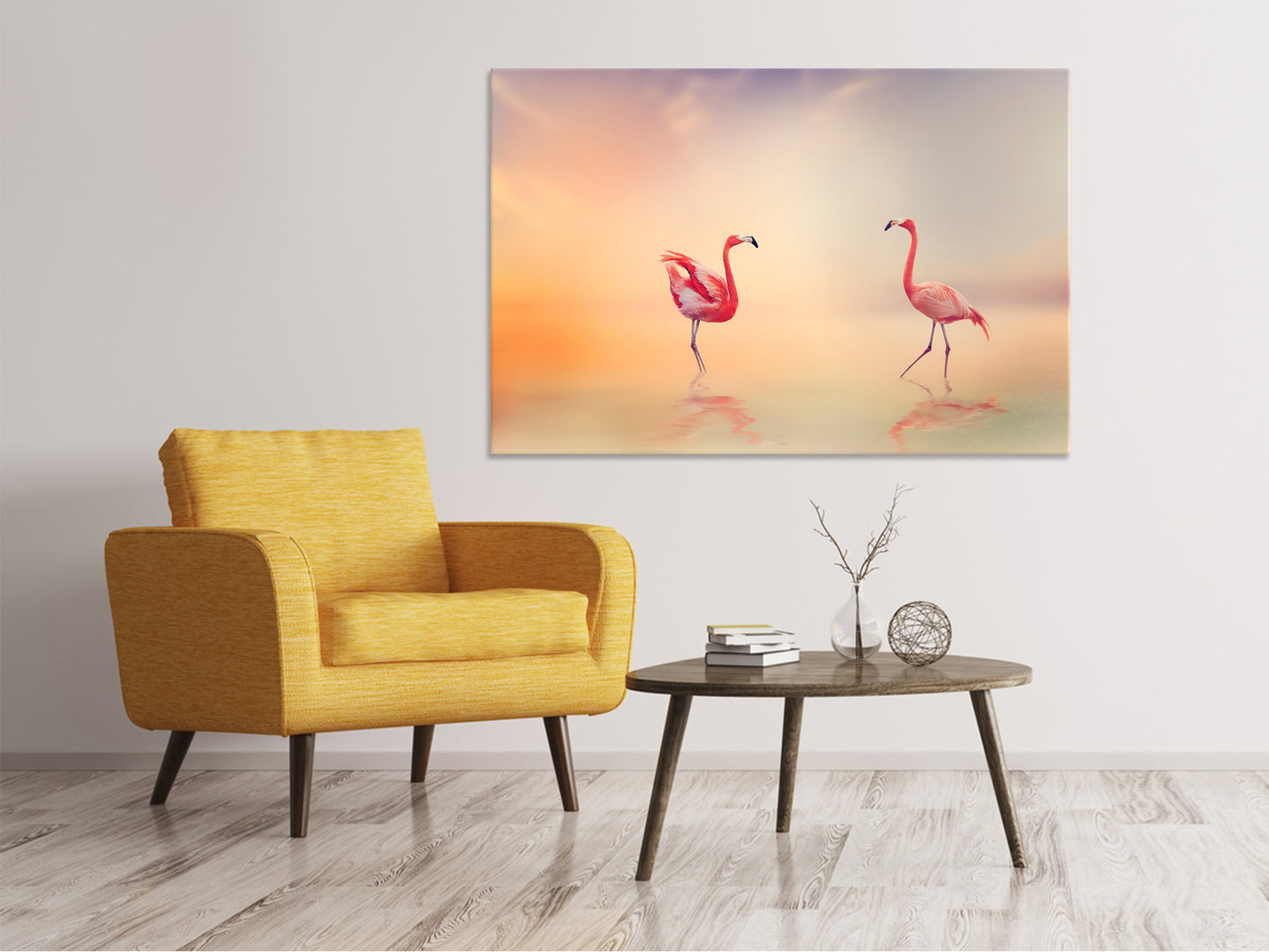 Leinwandbild Romantische Flamingos