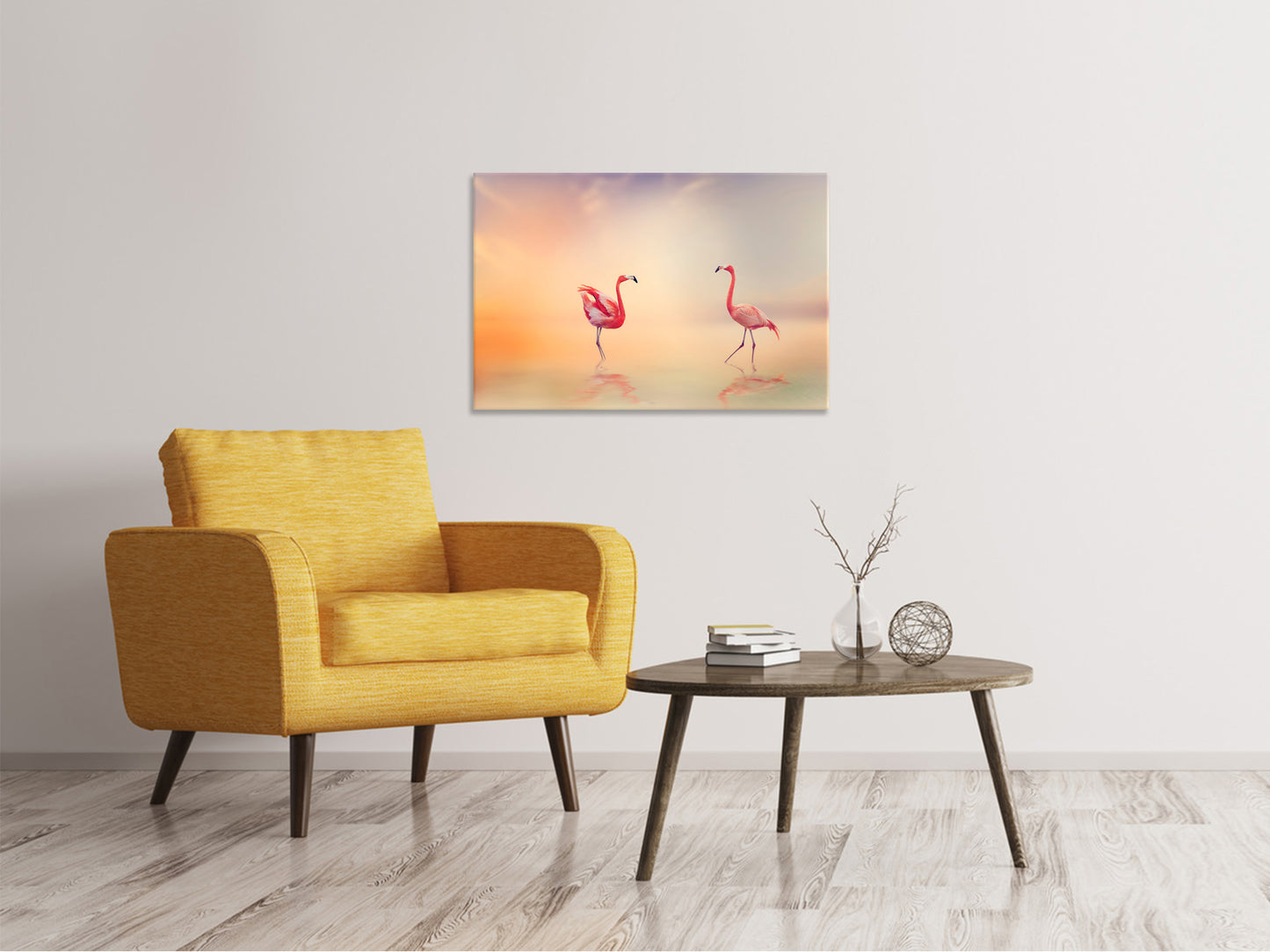 Leinwandbild Romantische Flamingos